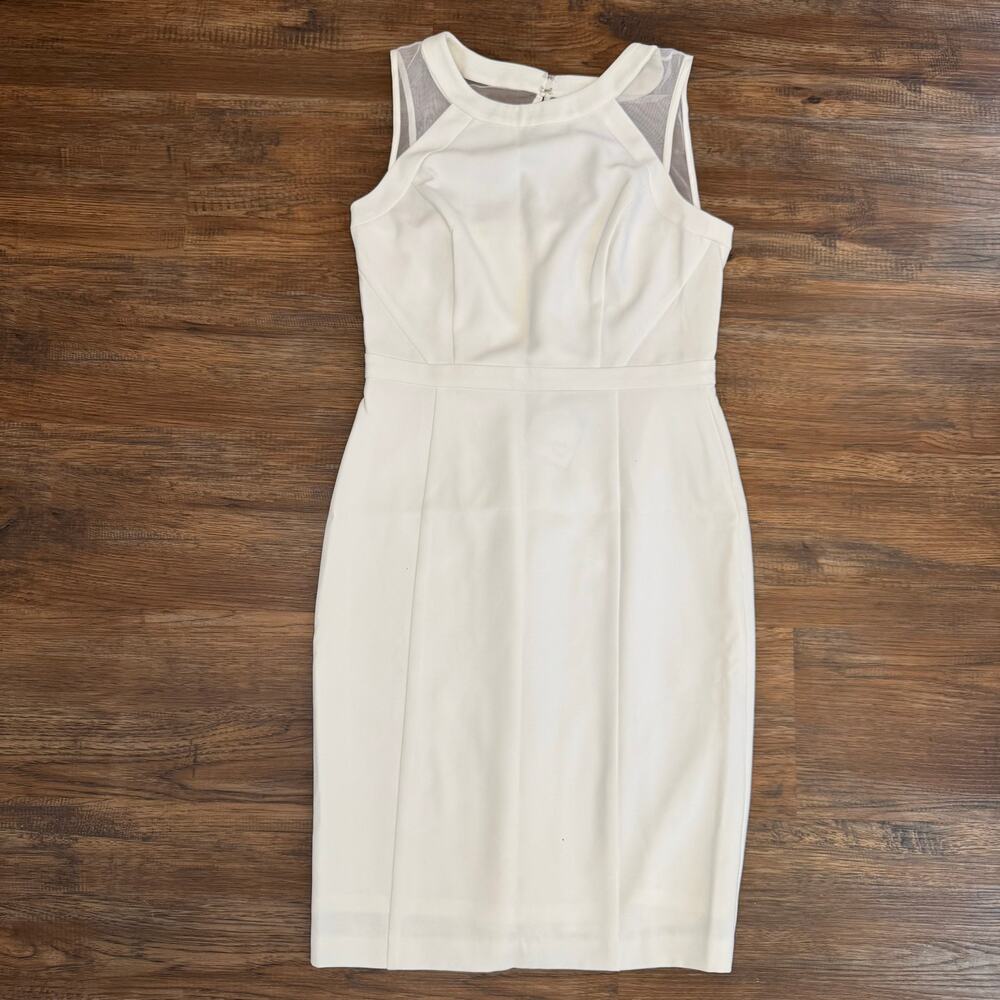 White House Black Market NWT size 4 white knee length sleeveless sheath dress